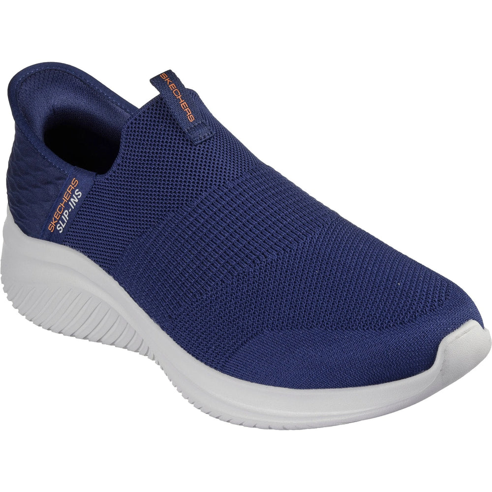 Three-quarter view of Skechers Men's Slip-ins Ultra Flex 3.0 Smooth Step Sneaker in Navy