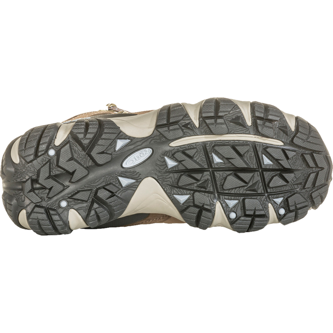 Sole of Women&#39;s Oboz Sawtooth II Mid Waterproof Hiking Boot with gray rugged tread