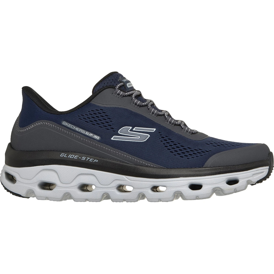 Side of Skechers Men's Slip-ins Glide-Step Sole Glover Peak Sneaker in Navy