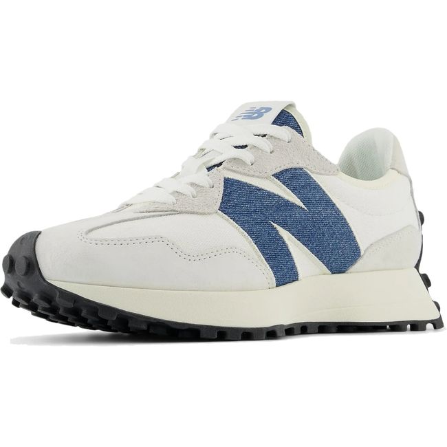 Front angled view of Women's New Balance 327 Lifestyle Shoe in Reflection Blue Heron