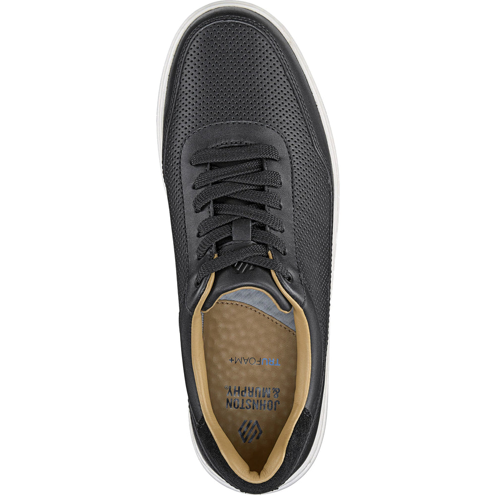 Top of Johnston & Murphy Men's Dawson Perfed U-Throat Casual Shoe in Black Full Grain