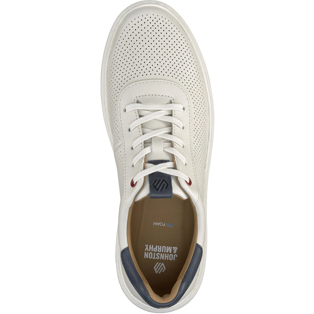 Top of Johnston & Murphy Men's Anders Perfed U-Throat Casual Shoe in White Full Grain