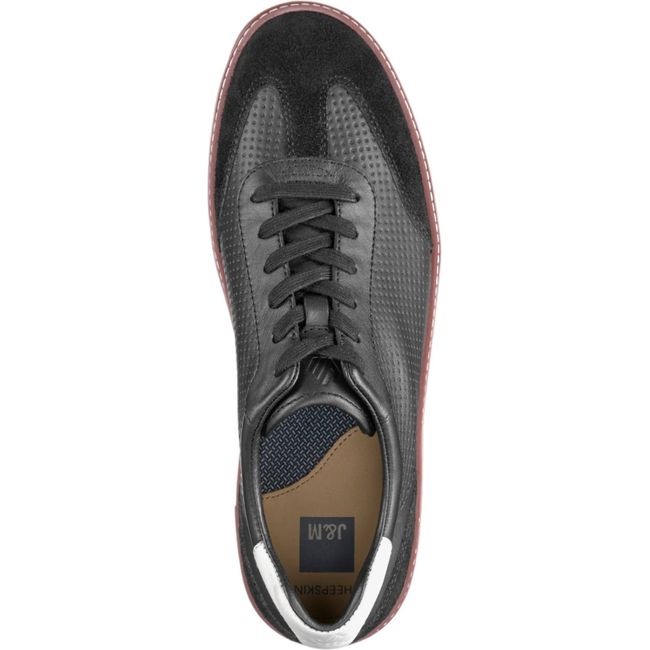 Johnston &amp; Murphy Men's McGuffey T-Toe Sneaker Black Embossed Full Grain/Suede 25-1575