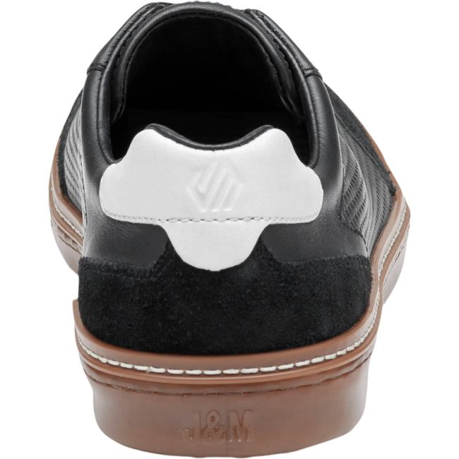 Johnston &amp; Murphy Men's McGuffey T-Toe Sneaker Black Embossed Full Grain/Suede 25-1575