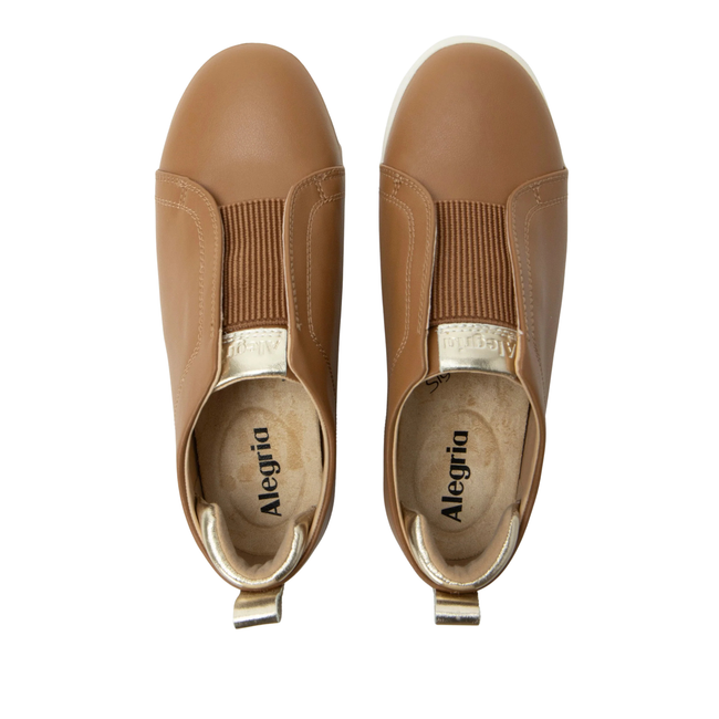 Upper of Alegria Women's Reah Slip On Shoes in brown leather