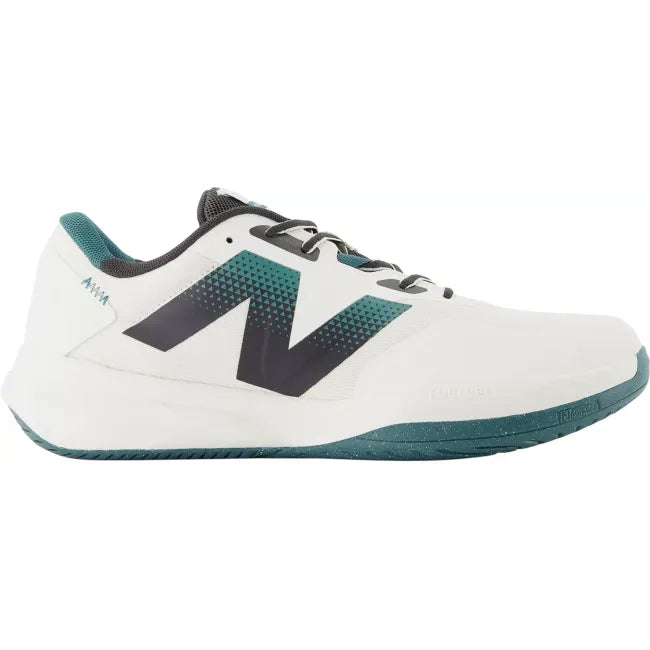 Lateral side of New Balance Men's FuelCell 769v4 Tennis Shoe in sea salt white and teal