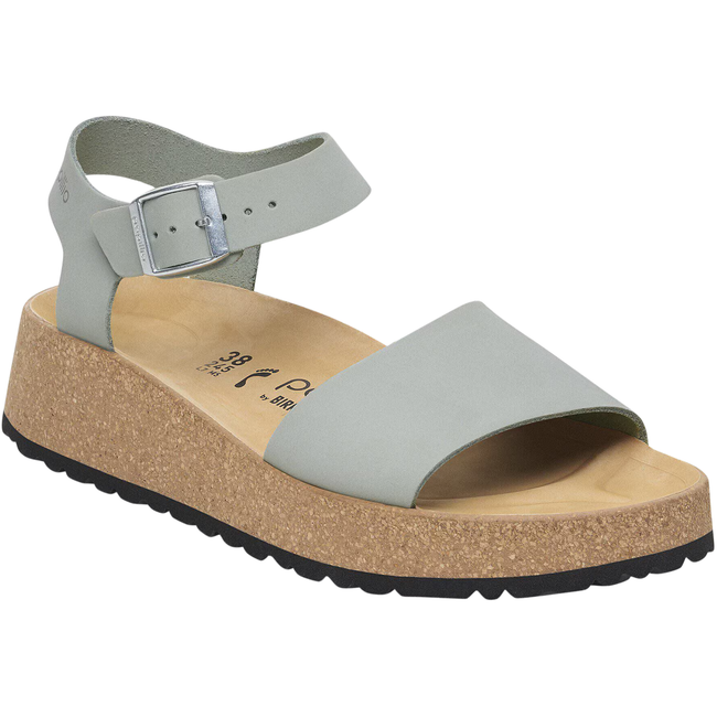 Angled Side of Birkenstock Women's Glenda Sandal in Pure Sage