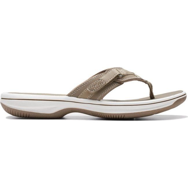 Clarks Women&#39;s Breeze Sea Flip Flop Taupe 26125507