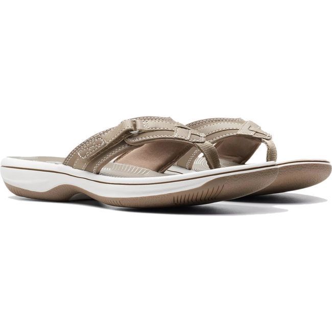 Clarks Women&#39;s Breeze Sea Flip Flop Taupe 26125507