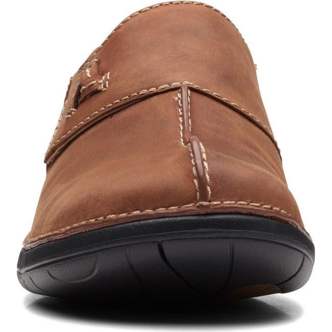 Clarks Women&#39;s Unloop Ave Slip On Shoe Dark Tan Leather 26168703