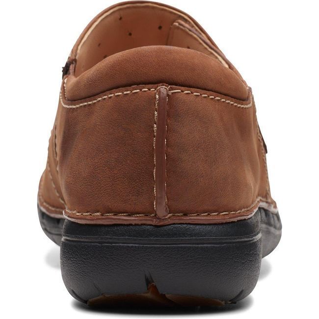 Clarks Women&#39;s Unloop Ave Slip On Shoe Dark Tan Leather 26168703