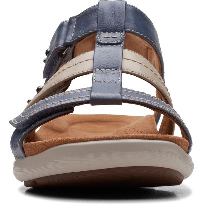 Front of Women&#39;s Clarks Kitly Step Sandal in Denim Combination leather