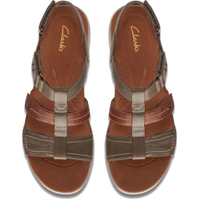 Clarks Women&#39;s Kitly Step Sandal Olive Combination 26170992