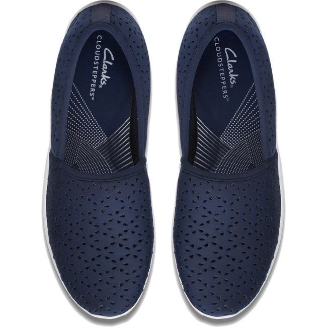 Clarks Women&#39;s Breeze Emily Slip On Shoe Navy 26171360