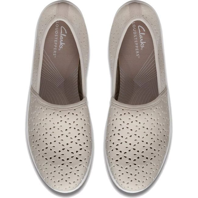 Clarks Women&#39;s Breeze Emily Slip On Shoe Light Taupe 26171369