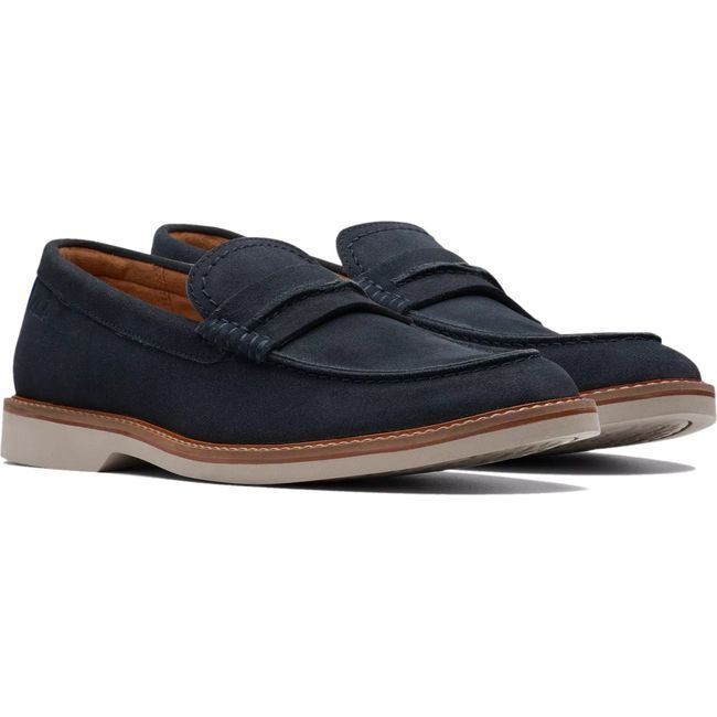 Clarks Men&#39;s Atticus Slip Loafer Navy Suede 26172441