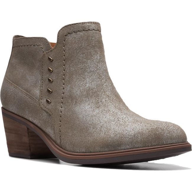Clarks Women&#39;s Neva Lo Ankle Boot Taupe Metallic 26175259