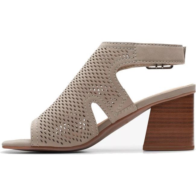 Clarks Women&#39;s Siara65 Flow Heeled Sandal Stone Nubuck 26176345