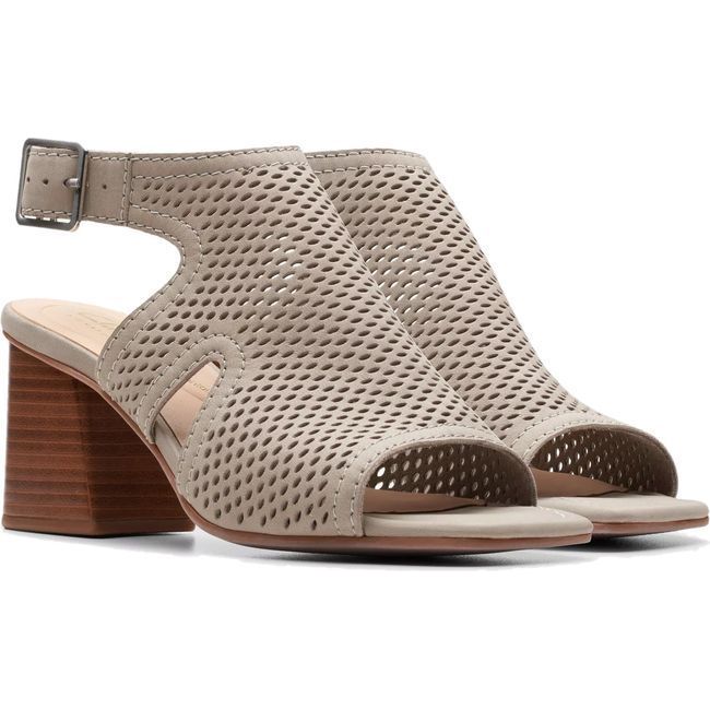 Clarks Women&#39;s Siara65 Flow Heeled Sandal Stone Nubuck 26176345