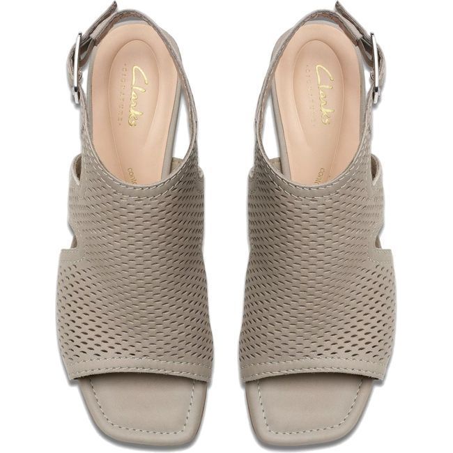 Clarks Women&#39;s Siara65 Flow Heeled Sandal Stone Nubuck 26176345