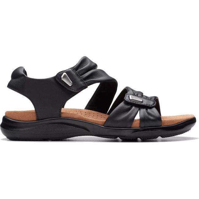 Clarks Women&#39;s Kitly Ave Sandal Black Leather 26177303