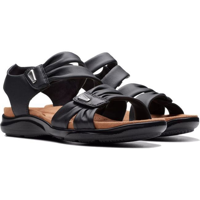 Clarks Women&#39;s Kitly Ave Sandal Black Leather 26177303