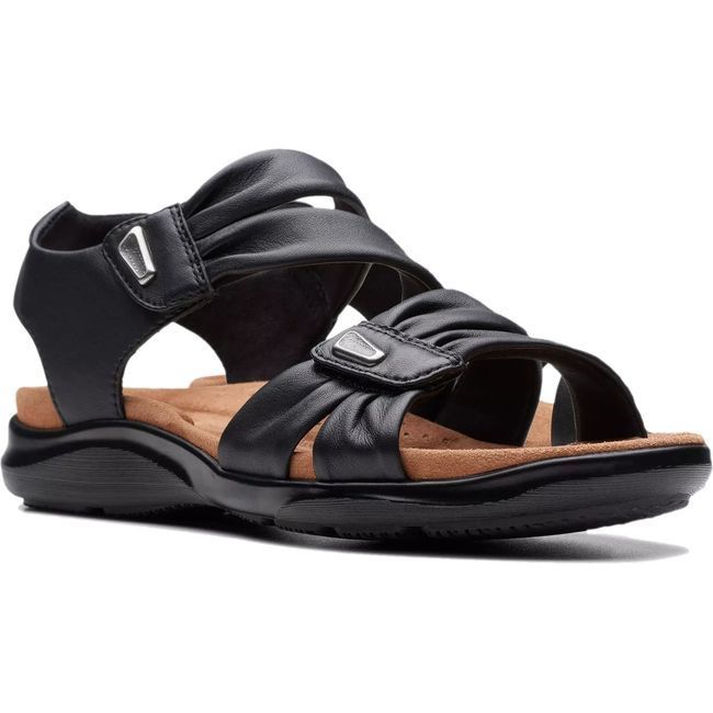 Clarks Women's Kitly Ave Sandal Black Leather 26177303