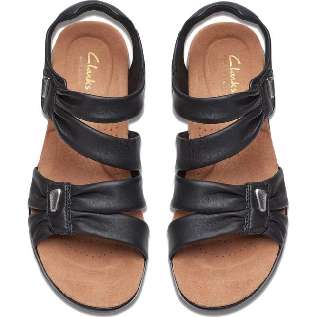 Clarks Women&#39;s Kitly Ave Sandal Black Leather 26177303