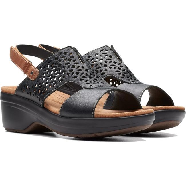 Clarks Women&#39;s Tuleah Sun Black Sandal 26177382