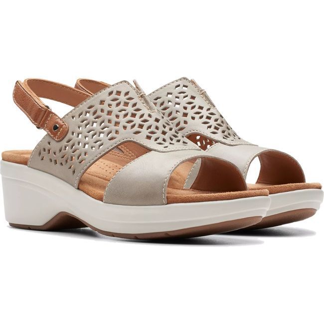 Clarks Women&#39;s Tuleah Sun Sandal Stone Leather 26177386