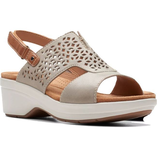Clarks Women&#39;s Tuleah Sun Sandal Stone Leather 26177386