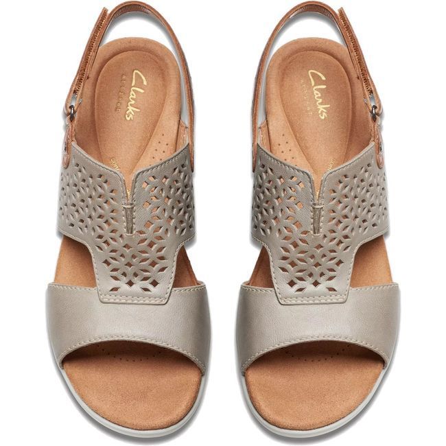 Clarks Women&#39;s Tuleah Sun Sandal Stone Leather 26177386