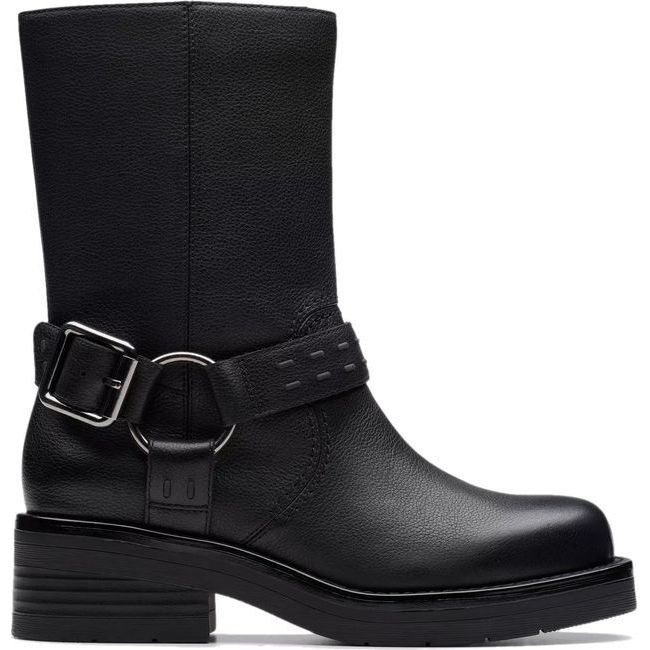 Clarks Women&#39;s Rebelle Up Mid Calf Boot Black Leather 26178896