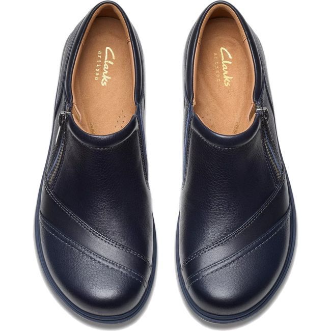 Clarks Women&#39;s Certina Pure Shoe Navy Leather 26179818