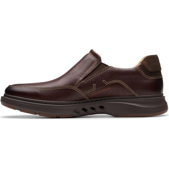 Medial side of Men&#39;s Clarks Un Briley Step Slip On Shoe in Mahogany Brown Leather