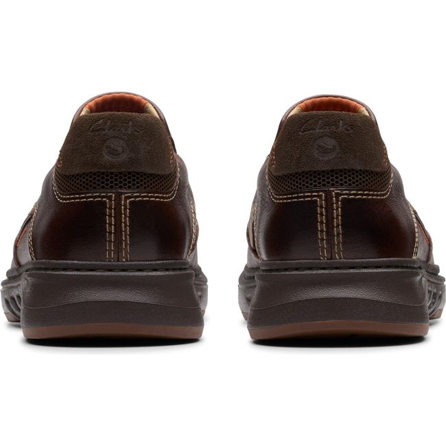 Heels of Men&#39;s Clarks Un Briley Step Slip On Shoes in Mahogany Brown Leather