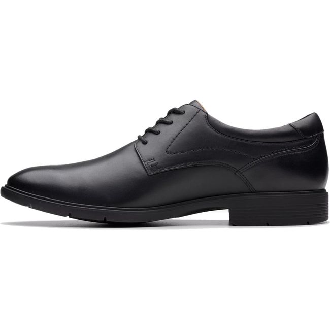 Medial side of Men&#39;s Clarks Eldredge Plain lace up dress shoe in black leather