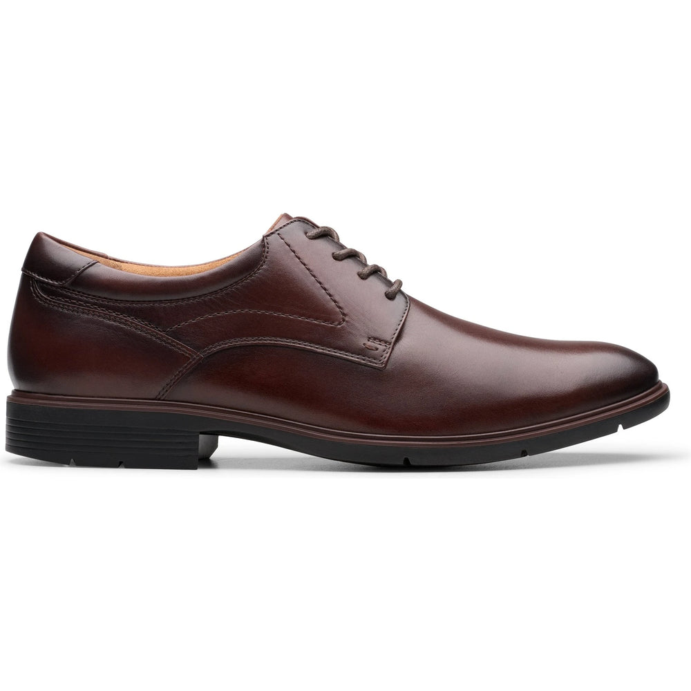 Lateral side of Men's Clarks Eldredge Plain Dress Shoe in Dark Brown Leather