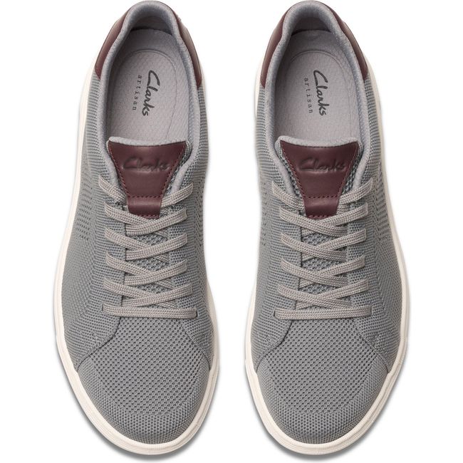 Top down view of Men&#39;s Clarks Mapstone Lace Shoes in Grey Knit