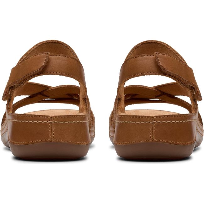 Heels of Women's Clarks Cecily Strap Sandals in Tan Combination Leather with velcro straps