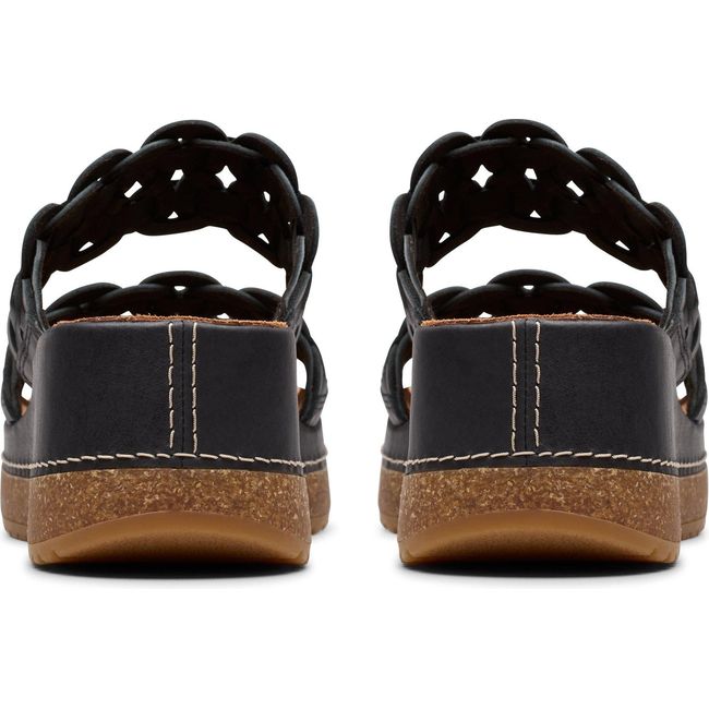 Heels of Women&#39;s Clarks Kassanda Wedge Sandals in Black Combination Leather