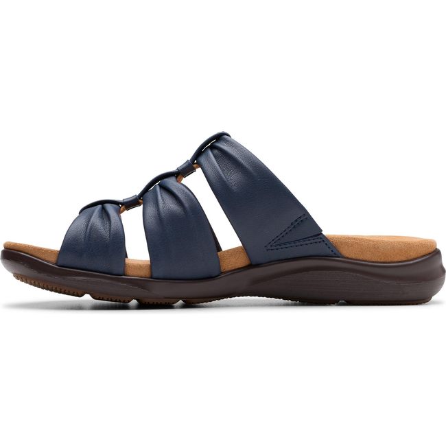 Medial side of Women&#39;s Clarks Kitly Slide Sandal in Navy Leather