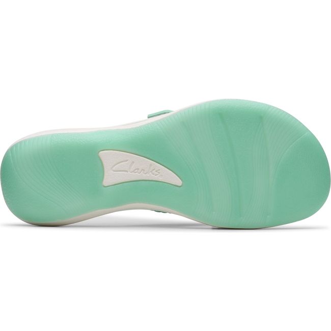 Sole of Women&#39;s Clarks Breezy Sun Flip Flop Sandal in Mint Ombre Green