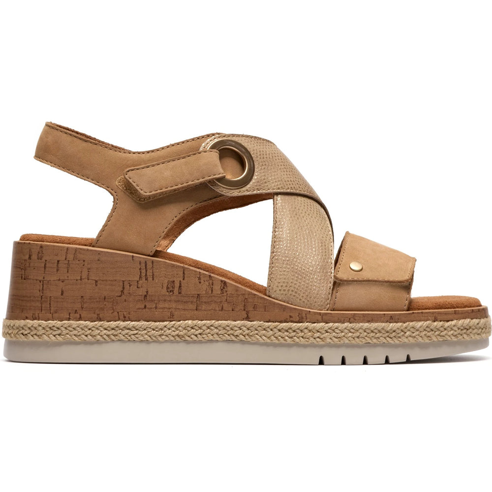 Lateral side of Women's Clarks Kidiki Sun Sandal in Beige Combination
