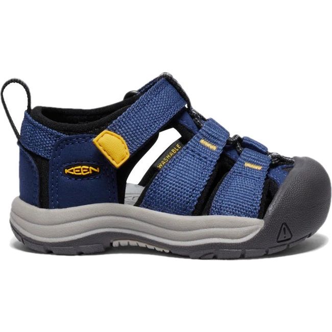Lateral of KEEN Toddlers' Newport H2 Closed Toe Sandal in Naval Academy  blue and Keen Yellow