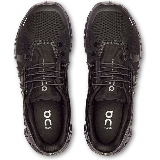 Top down view of On Running Women's Cloud 6 Running Shoe in all black