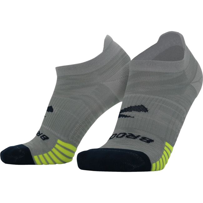 Brooks Unisex Ghost Lite No Show 2 Pack Socks Htr Oxford/Navy &amp; Navy/Yellow 280496468