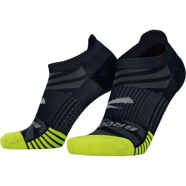 Brooks Unisex Ghost Lite No Show 2 Pack Socks Htr Oxford/Navy &amp; Navy/Yellow 280496468