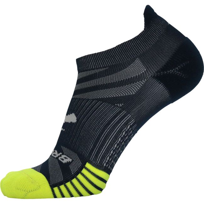 Brooks Unisex Ghost Lite No Show 2 Pack Socks Htr Oxford/Navy &amp; Navy/Yellow 280496468