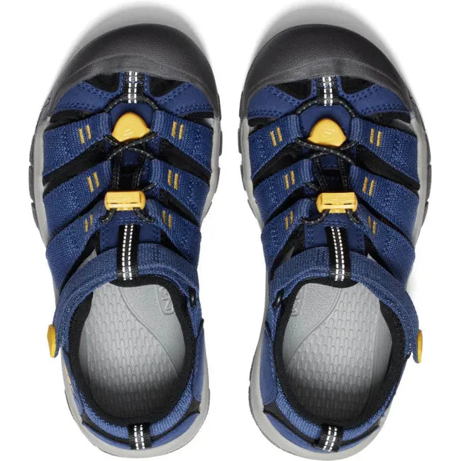 Upper of KEEN Youth Kids&#39; Newport H2 Closed Toe Sandal in Naval Academy Blue and Keen Yellow